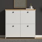 Monte Sehpa Cube Beyaz-Meşe Çok Amaçlı Mutfak Dolabı 90x32 cm Modern Tasarım 4 Raflı