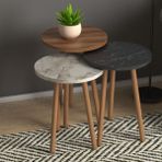 Monte Sehpa Roma Ceviz Mermer Zigon Sehpa