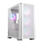 Montech AIR 100 ARGB Micro-ATX Tower, Dört ARGB Fanlı Önceden Kurulmuş, Ultra Minimalist Tasarım, İnce Mesh Ön Panel, Yüksek Hava Akışı, Benzersiz Yan Döner Temperli Cam, Beyaz