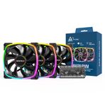 MONTECH AX 120MM - PWM Fan - Sessiz Performans - Yüksek Hızlı 1600PWM - HDB Rulmanlı Üst Düzey Dayanıklılık - Çarpıcı Dış Halka ARGB Aydınlatma Tasarımı - 6X6 Fan Hub'lı 3'ü 1 Arada Paket