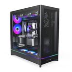 MONTECH HS01 PRO, ATX Mid-Tower PC Kasası, Oyun Bilgisayarı, Yüksek Hava Akışı, Ters Çevrilebilir Düzen, Mesh Ön Panel, 5X ARGB PWM Fan Önceden Yüklenmiş, Gömme Tasarım, Aletsiz Paneller, Siyah