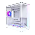 MONTECH King 45 PRO ATX PC Kasası, Kavisli Panoramik Cam, Baca Hava Akışı, 360 mm Radyatör Desteği, Yüksek Performanslı Sistemler için Kompakt Yapı, Fan Hubı ile Önceden Takılmış 4 ARGB PWM Fan, Beyaz