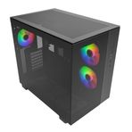 MONTECH King 65 PRO ATX Mid Tower oyun bilgisayarı kasası, çift hazne, yüksek hava akışı file paneller, RTX 40 serisini destekler, önceden yüklenmiş 3 ARGB fan, aletsiz erişim, renkli cam, siyah