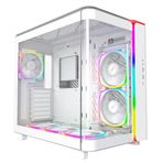 MONTECH King 95 PRO Çift Odacıklı ATX Orta Kule PC Oyun Kasası, Yüksek Hava Akışı, Aletsiz Paneller, Sağlam Kavisli Temperli Cam Ön, Altı ARGB PWM Fan Fan Hub, King 95 PRO Beyaz ABD