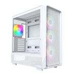 Montech X5- ATX Mid-Tower Oyun Bilgisayarı Kasası, Yüksek Hava Akışı, 3X 140mm ve 1x 120mm ARGB Fanlar Önceden Yüklenmiş, Cam Yan Panel, Karbon Baskı Vurguları, GPU Tutucu Dahil, Beyaz