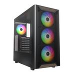 MONTECH XR ahşap ön yüz gerçek ceviz siyah, ATX PC oyun gövdesi, cam yan panel, 4 önceden yüklenmiş GF120 ARGB PWM fan, siyah