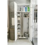 MONTENERO Büyük Boy Banyo Dolabı 4 Kapaklı Süpürgelik Kova Paspas Beyaz 80x205 Cm