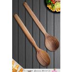 MONTESEV Doğal Ceviz Ağacı Ahşap Tahta Kaşık Spatula Seti Ağaç Kaşık (2li Set)