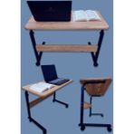 Montesev Yükseklik Ayarlı Laptop Sehpası ve Çalışma Masası - Atlantik Çam (Tekerli) 70X40 Oval Kenar - 70 x 40 - Ahşap