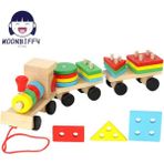 Montessori Ahşap Oyuncaklar Araç Bulmacalar Tren Eğitici Çocuk Bebek Ahşap Masif Ahşap Istifleme Tren Yürümeye Başlayan Bulmaca Çocuklar Için (Yurt Dışından) - Parçalı Set