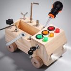 Montessori Araba Tornavida Tahtası Seti, Araba LED Meşgul Kurulu Işık Anahtarı Bebekler Için Montessori Oyuncak, Ahşap Meşgul Kamyon Çocuk Alet Seti, Ince Motor Becerileri Aktivite (Yurt Dışından) - Renkli