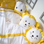 Montessori Bebek Uyku Seti Örgü Yan Korumalı Uyku Seti 90x190 100x200 Animals (Sarı)