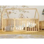 Montessori Boss Bella - Çatılı Doğal Ahşap Yatak - 90 x 190 cm