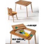 Montessori Bunny Sandalye ve Tek Hazneli Aktivite Masası - Bej