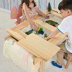 Montessori Çocuk Aktivite Masası Ve 1 adet Sandalye Seti - Doğal Ahşap Çok Fonksiyonlu Oyun Masası Çam