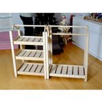 Montessori Çocuk Dolabı | Askı ve Raf Dolap | Açık Elbise Dolabı Gardrop Seti | Ahşap Çocuk Dolabı - Pembe