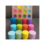 Montessori Eşleştirme Tablalı Silindirler & Eğitici Kartlar - 12 Renk