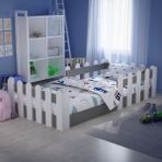 Montessori Karyola Beyaz-Antrasit 90X190 Yatak Uyumlu Oval Kesim Çocuk Yatağı TLP-305 - 90 x 190 cm - Antrasit - Beyaz