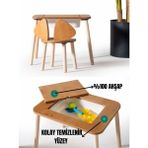 Montessori Mickey Sandalye ve Hazneli Aktivite Masası - Bej