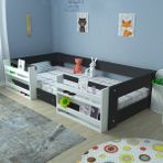 Montessori Suntalam Kitaplıklı Karyola M6-41 - 90 x 190 cm - Antrasit - Beyaz
