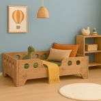 Montessori Yatak Çocuk Yatağı Bebek Karyolası Mdf Tek Kişilik Atlantik Çam - 80 x 180 cm