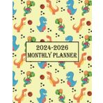 Monthly Planner 2024-2026: Pretty Dinosaur 3-Year Agenda, Diary, Organizer Calendar 36 Months Schedule with Contacts Pages, Password Log Pages, More! - Dinosaur Lover Gifts For Kids, Boys