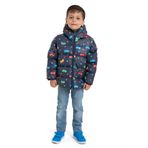 Montland Erkek Çocuk Içi Polarlı Kapüşonlu Araba Yıldız Ay Desenli Kışlık Şişme Mont & Kaban & Parka
