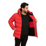 Montland Erkek Kırmızı Kapüşonlu Içi Polarlı Su Geçirmez Rüzgara Dayanıklı Şişme Mont & Kaban & Parka