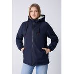 Montland Kadın Lacivert Içi Kürklü Su ve Rüzgar Geçirmez Kapüşonlu Kışlık Mont & Kaban & Parka ML-FMM-100-K - 2XL