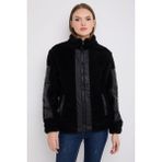 Montland Kadın Siyah Rüzgar Geçirmez Welsoft Çift Cepli Kışlık Mont Ml-Fma-05-K Peluş - 2XL