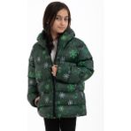 Montland Kız Çocuk Yeşil Içi Polar Su ve Rüzgar Geçirmez Kapüşonlu Cepli Şişme Mont - 11 - 12 Yaş
