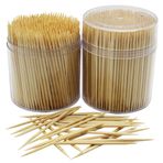 MontoPack Bambu ahşap kürdan | Şeffaf plastik saklama kutusunda 1000 adet büyük ahşap yuvarlak kürdan | Sağlam güvenli çift taraflı parti, meze, zeytin, barbekü, meyve, diş temizleme kürdan.