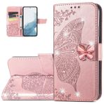 Monwutong Samsung Galaxy S23 Plus için Cüzdan Kılıfı, Galaxy S23 Plus için Manyetik Tokalı ve Nakit Kart Yuvalı Kılıf ile 3D Kelebek Desenli PU Deri Kapaklı Telefon Kılıfı, HZD Yapay Elmas Gül Altın