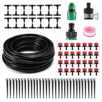 Moocci 82FT Damla Sulama Sistemi Kiti - 1/4 "Damla Sulama Boru Parçaları ile Bahçe Sulama Sistemi - Dış Mekan Bitkileri, Bahçe, Sera, Çiçek Yatağı, Çim için Otomatik Sulama Yağmurlama Ekipmanları