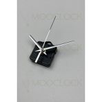 MOOCLOCK Saat Mekanizması, Akar Sessiz Duvar Saati Mekanizma, 14 mm Şaft, Akrep-Yelkovan-Saniye-(Askılı)Kısa - Gümüş - 30 x 30