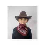 Mood Agenda Çocuk Unisex 8 - 14 Yaş Süet Kovboy Şapkası Bordo Bandana Hediye Koruma Kutulu Gönderim 45667865499112