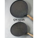 MOOD CLASS Çift Taraflı Granit Gözleme Bazlama Tavası Yapışmaz Yüzeyli Kalın Fırın Tava Sök Tak Kulplul 36CM