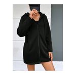 Mood Lab SİYAH KAPŞONLU FERMUARLI UZUN KALIN OVERSIZE ÖRME HIRKA SWEATSHIRT