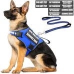 MOOGROU Servis Köpek Yeleği Koşum+Küçük/Orta/Büyük/Ekstra Büyük Köpekler için 10 Yama ve Tasma Seti, Çekmez ve Kolay Yürüyüş Yansıtıcı Köpek Koşum Takımı, Günlük/Antrenman için 2 Yumuşak Dolgulu Saplı