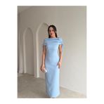 Mooi Butik PONZA Yaka Detaylı Midi Elbise 4928 - Bebe Mavisi