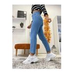 mooishan Boyfriend Kadın Mavi Yüksek Bel Yumuşak Cepli Rahat Kesim Mom Jean Kot Pantolon