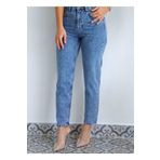 mooishan Kadın Mavi Mom Jeans - Kar Yıkama Mavi Kadın Boyfriend Kot Pantolon