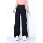 Mooishan Pamela Kadın 90's Wide Leg Solmayan Siyah Salaş Yüksek Bel Likralı Palazzo Jeans Kot Pantolon