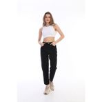 Mooishan Siyah Yüksek Bel Mom Fit Jean Pantolon