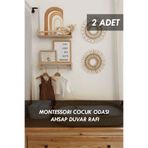Moola 2'li Montessori Çocuk Odası Eğitici Kitaplık Raf Seti, Ahşap Duvar Rafı