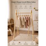 Moola Montessori Çocuk Askılık | Doğal Ahşap Ayaklı Askılık | Bebek Odası Dekoratif Elbise Askılığı | Çocuk Odası Konfeksiyon Askısı