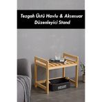 Moola Naturel Ahşap Banyo Rafı , Tezgah Üstü Havlu & Aksesuar Düzenleyici Stand , Dekoratif Organizer