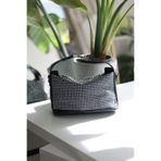 Moom Bag Kadın Gümüş Taşlı Kilit Detaylı Askılı El Omuz Çantası