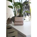 Moom Bag Kadın Rose Gold Çizgi Dokulu Metal Saplı Abiye El Omuz Çantası