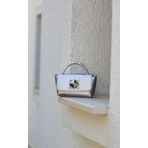 Moom Bag Kadın Silver Metal Kare Tokalı Boncuk Tutma Saplı Omuz Çantası